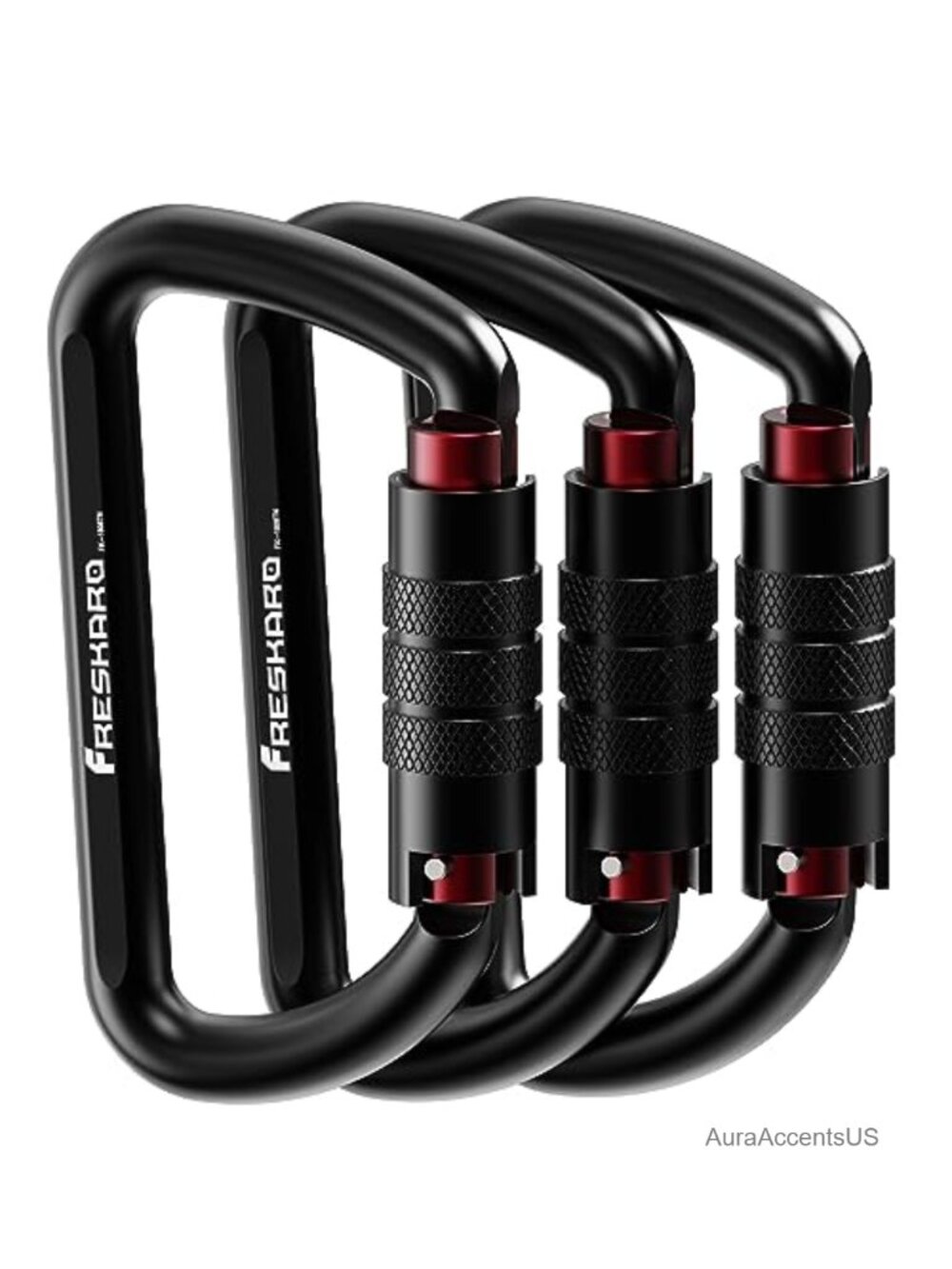 Auto Locking Carabiner Clips Heavy Duty 7075 Aluminum D Shape for Hiking